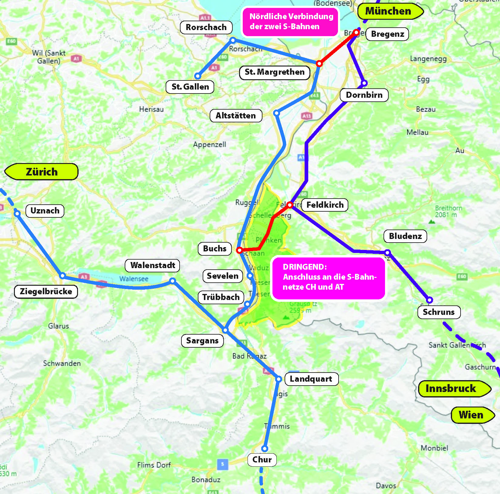 Überregionale S-Bahnvernetzung Schweiz–Österreich